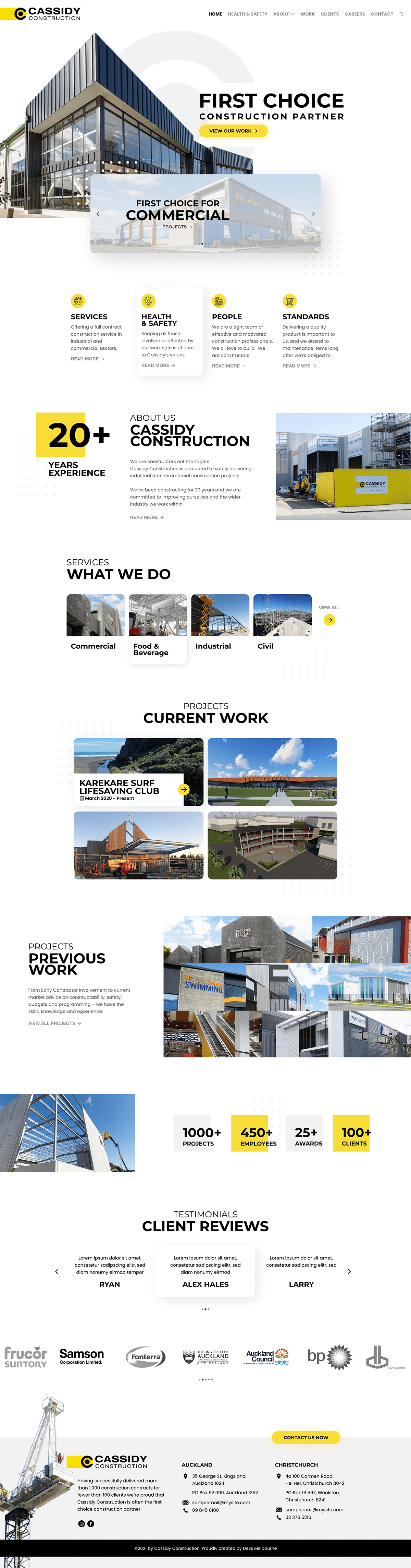 architectural building construction construction company construction website industrial redesign Theme Website yellow