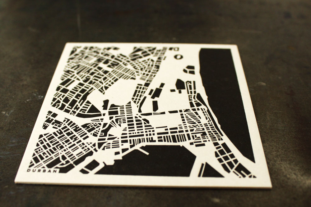 Coasters letterpress south africa City Grid map Plan Urban black essie letterpress
