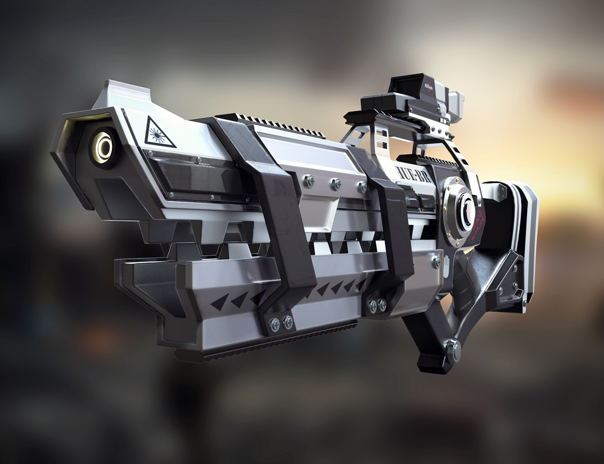 sci-fi keyshot Gun hard surface rifle assault future laser 3ds 3D modern