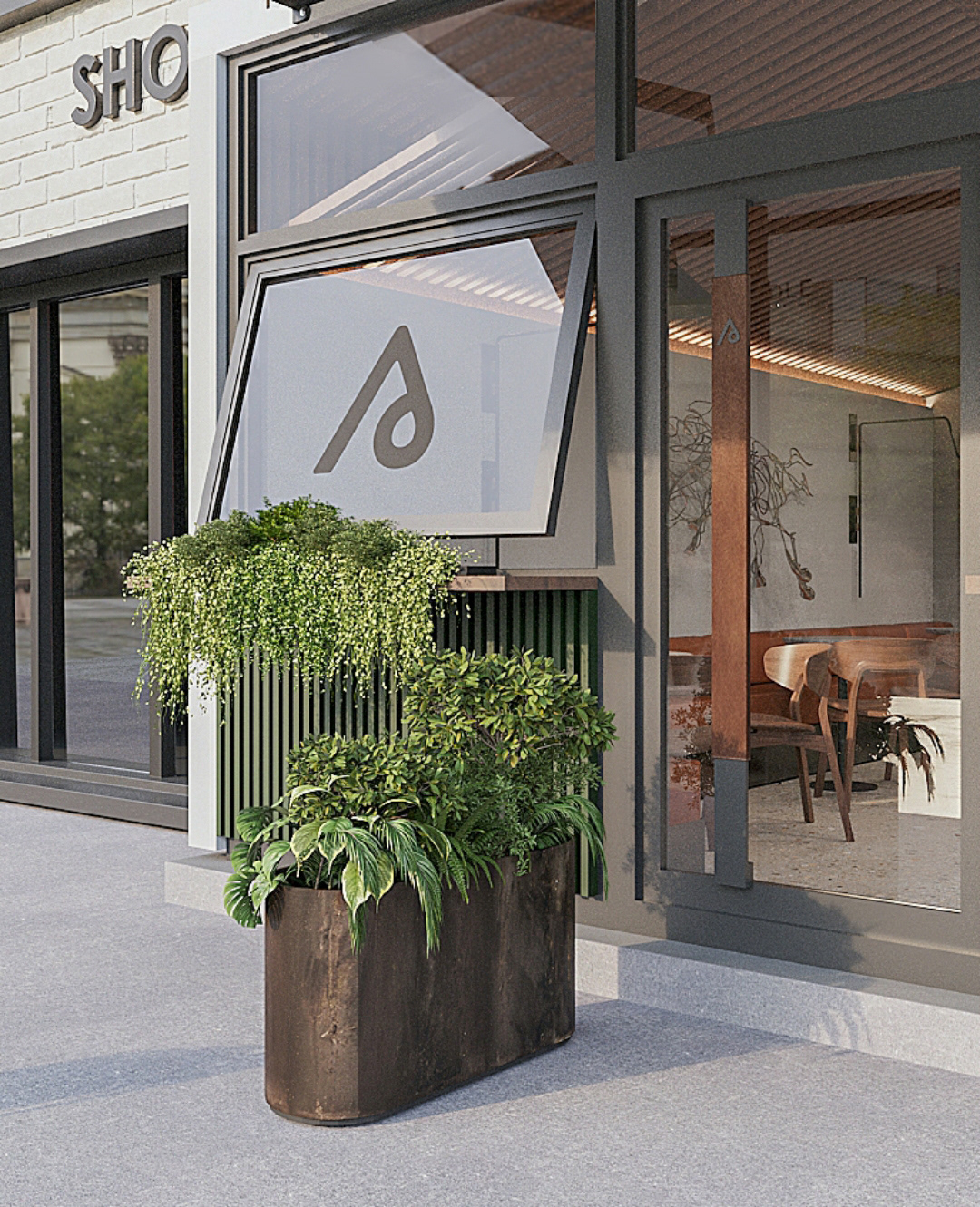architecture Cafe design coffee shop design interior design  Render restaurant visual identity visualization
