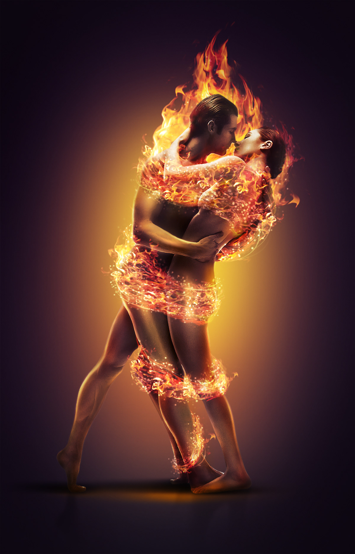 Hot Love artwork concept Digital Art  fire fuong graphic design  mixed media