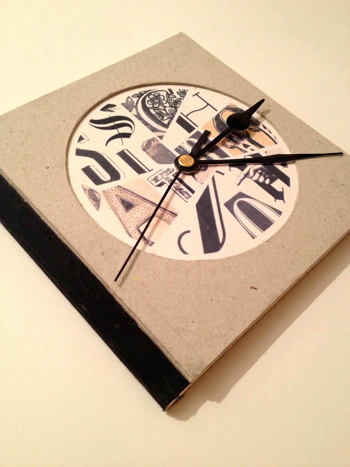 fine art book bookmaking Bookbinding time clock seconds chronostasis photomontage cut and paste museum illusion Standing Still ISTD Brief type