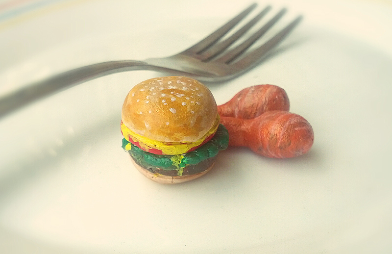 miniatures clay small tiny food delecious tast food burger art mini tiny
