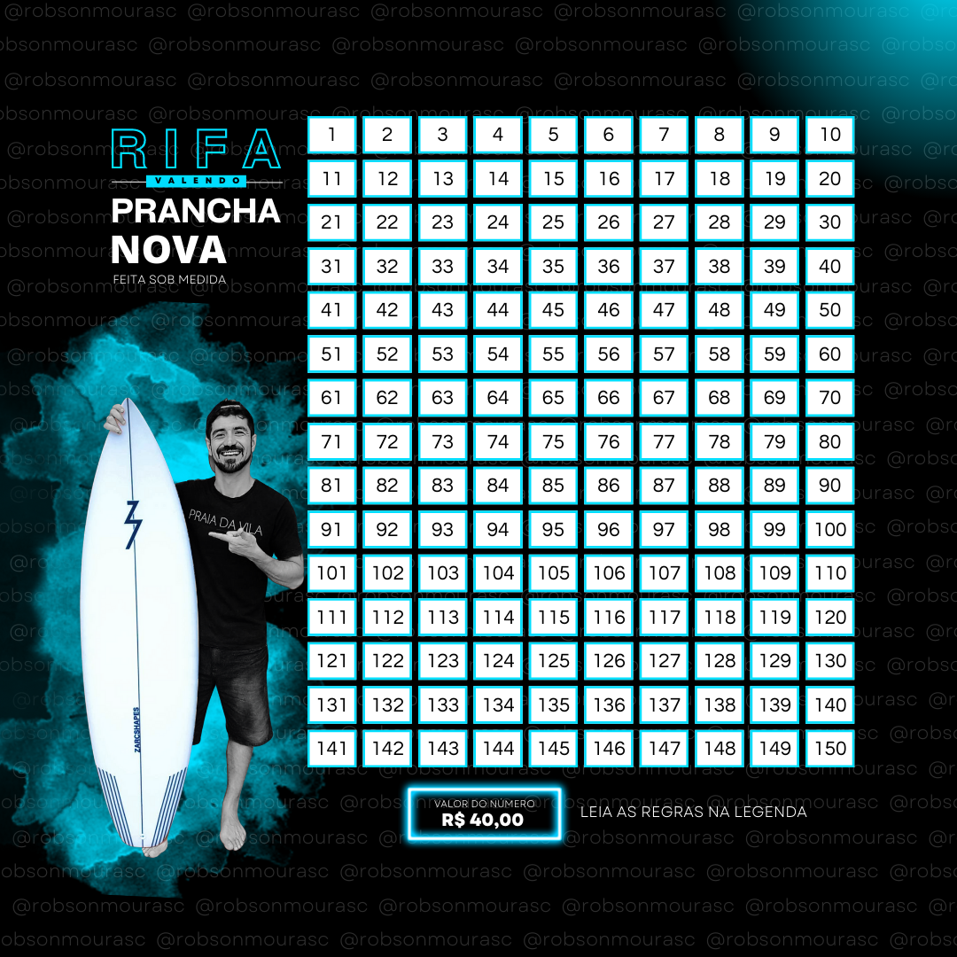 design gráfico post Prancha rifa Social media post sorteio Surf surfista