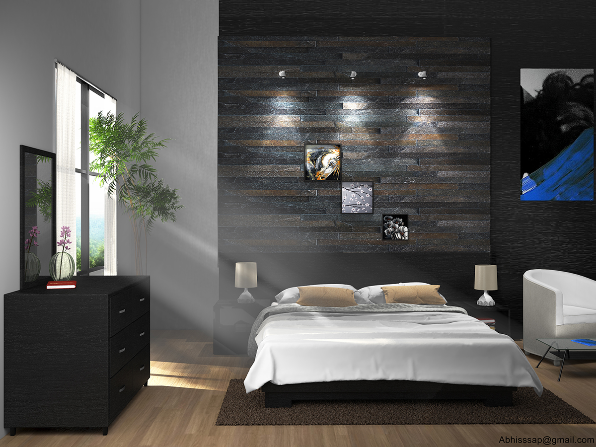 V-ray Interior bed room 3d studio arch render 3D 3DS Max Design bedroom design lighting bedroom
