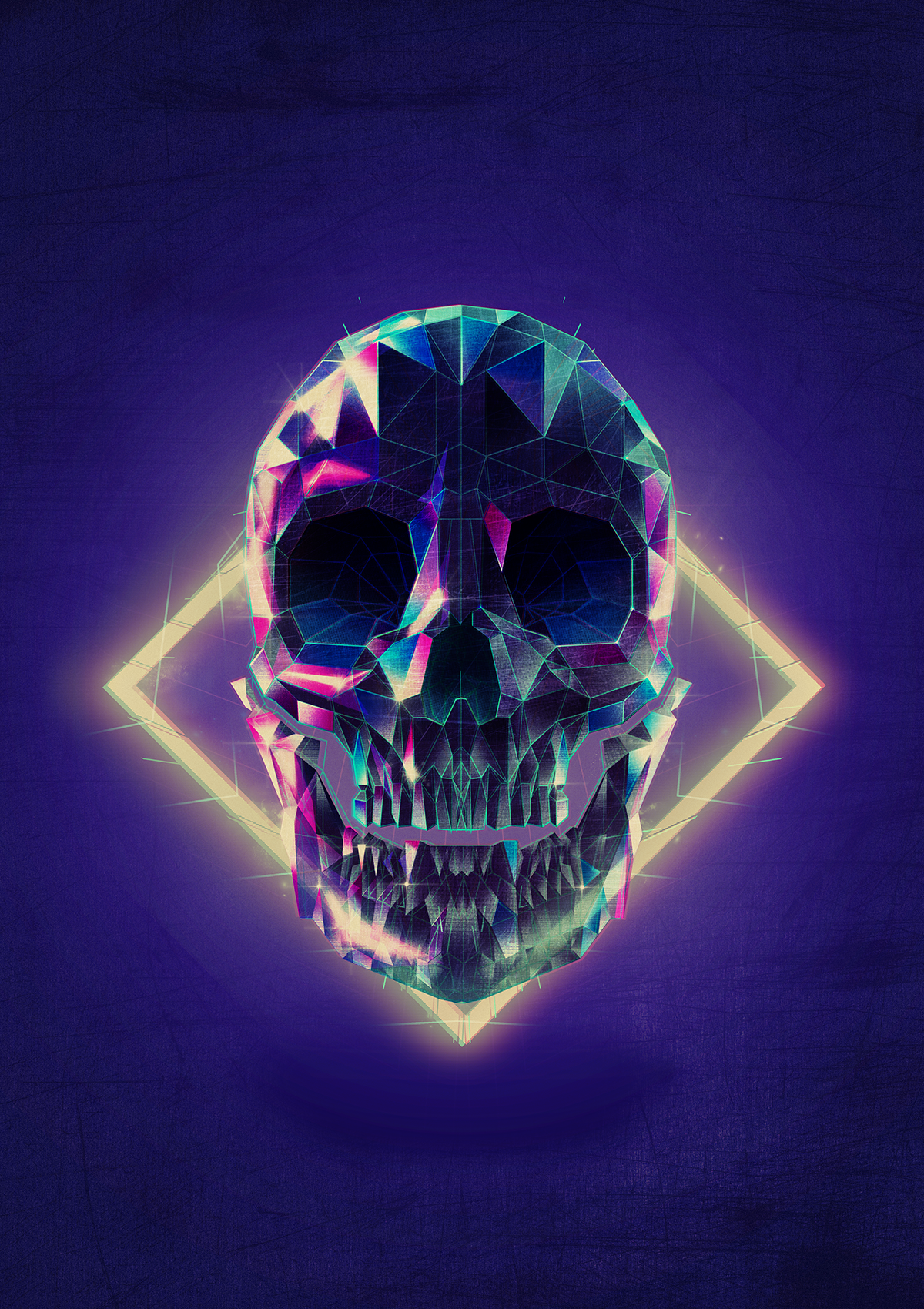skull Low Poly colorful dark oldschool Adobe Photoshop avebona malgorzata wolska violet magenta