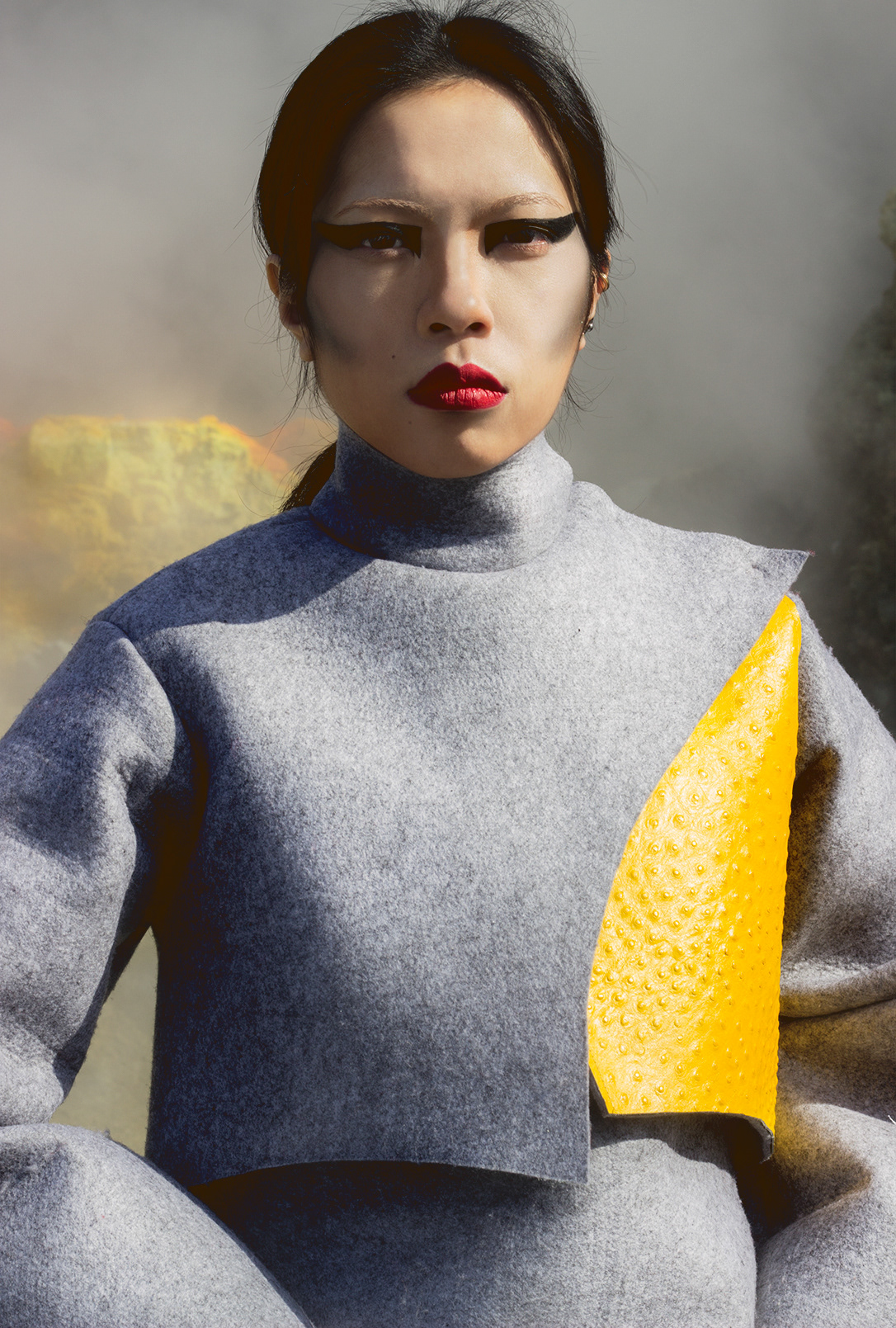 Make Up yellow smoke styling  dress colours model woman china