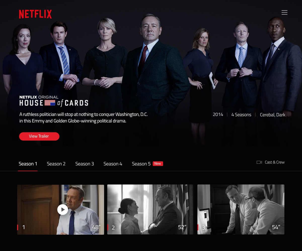 UI ux Netflix movie tvshow uidesign Film   Houseofcards