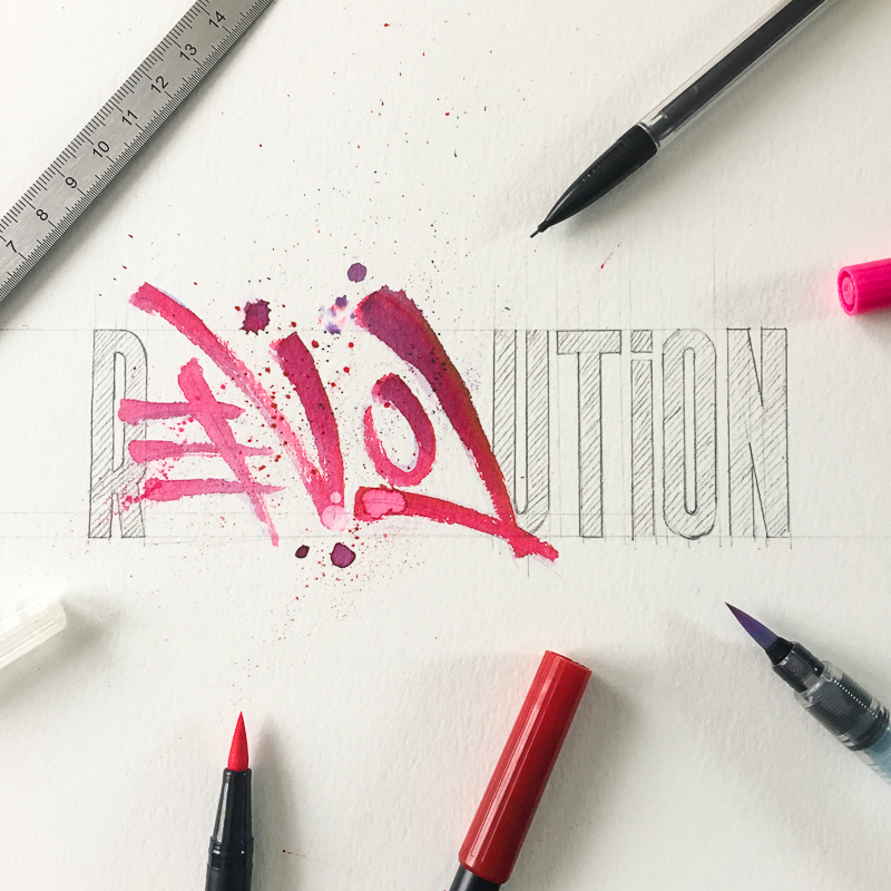 typography   lettering Calligraphy   watercolor color ink words letter