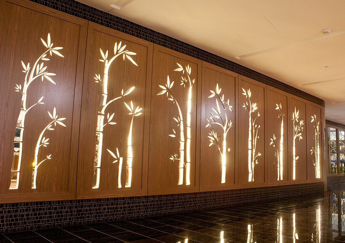 Coolon led lighting lucky chan wood restaurant crown casino Melbourne Australia glow