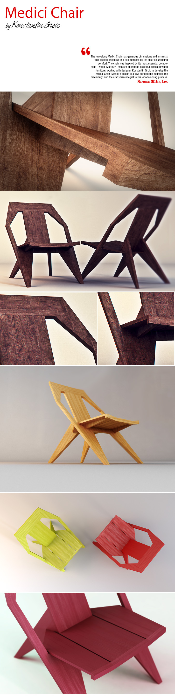 medici chair furniture wood 3D
