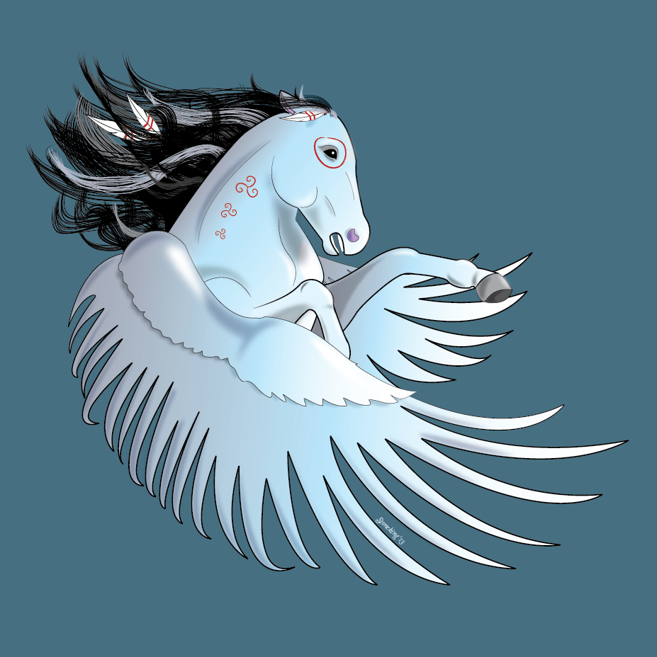 unicorn war horse feathers horse blue pegasus wings Horn