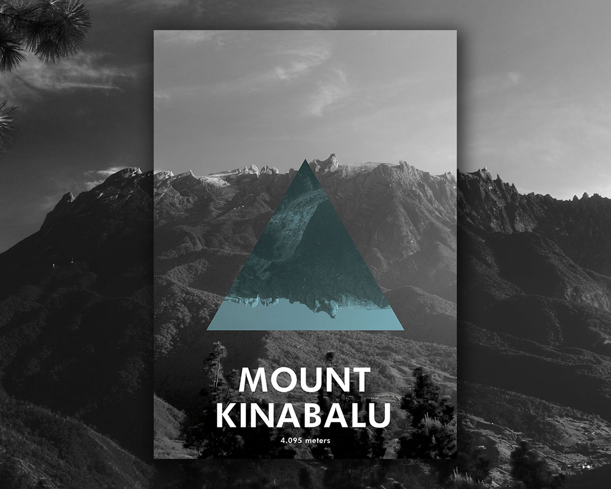 Nature gray blue mountains poster Poster Design simple