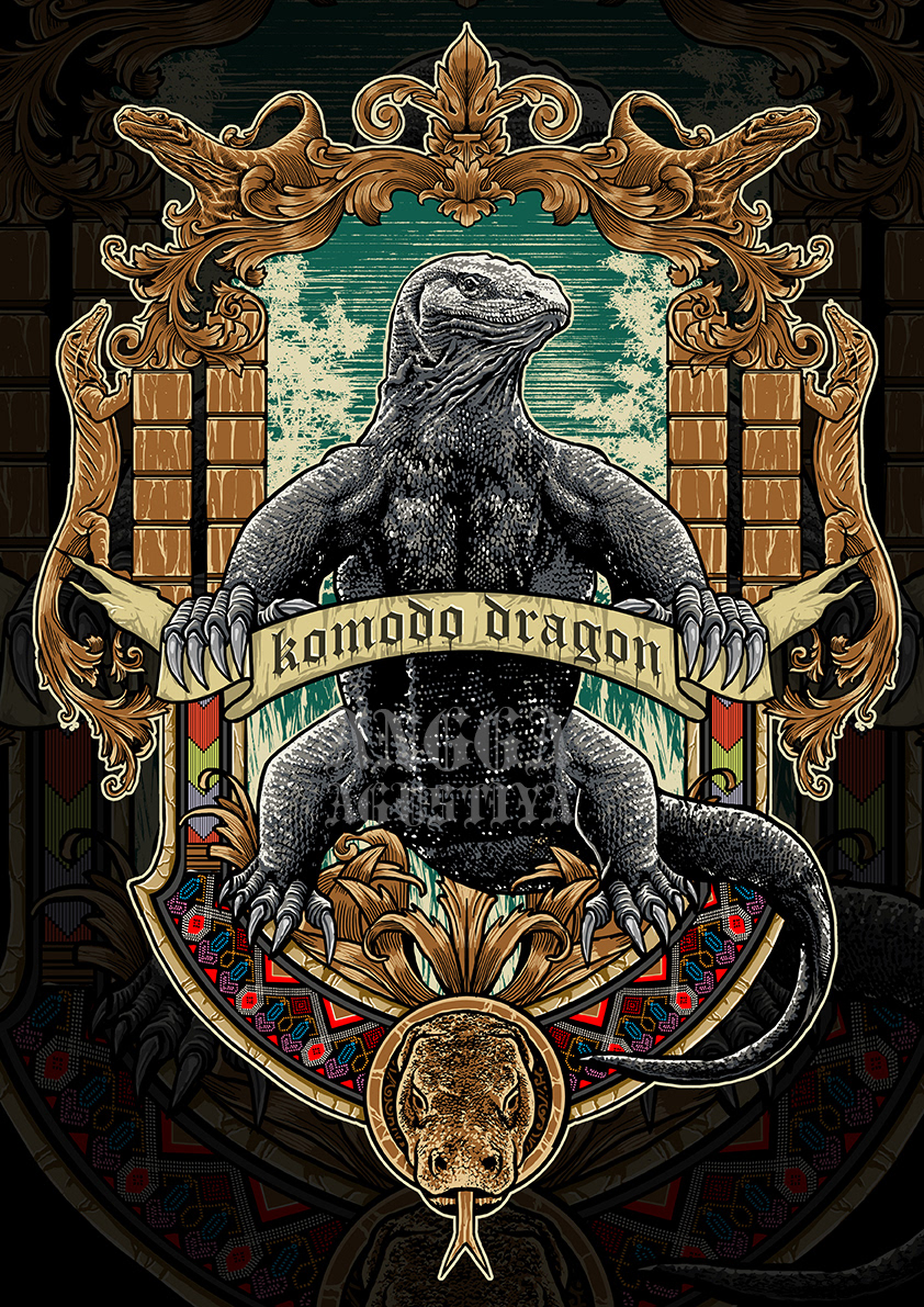 komodo dragon animal indonesia art tshirt tshirtdesign NTT digital painting