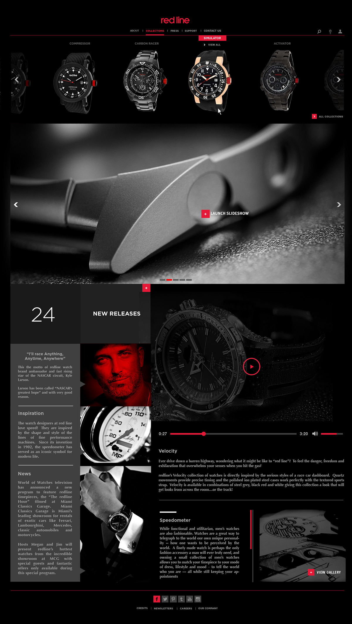 Website design user interface redline Watches time Web red modern Webdesign