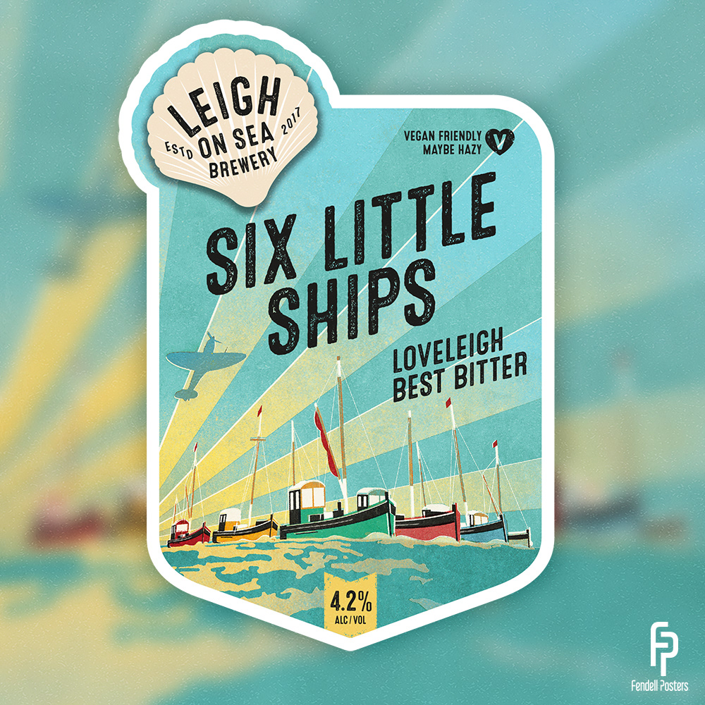 Leigh-on-Sea essex beer Packaging poster bottle Boats ww2 fishing leigh-on-sea brewery