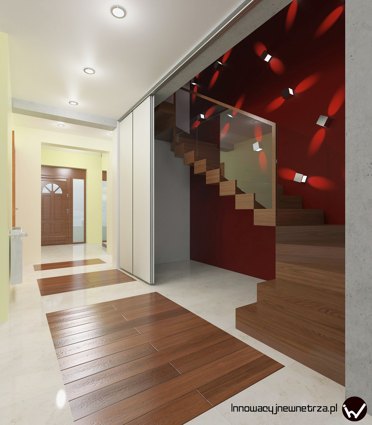 architectural visualization visualization 3D Visualization innowacyjne wnętrza cracow krakow house 94m2 red zebra brick