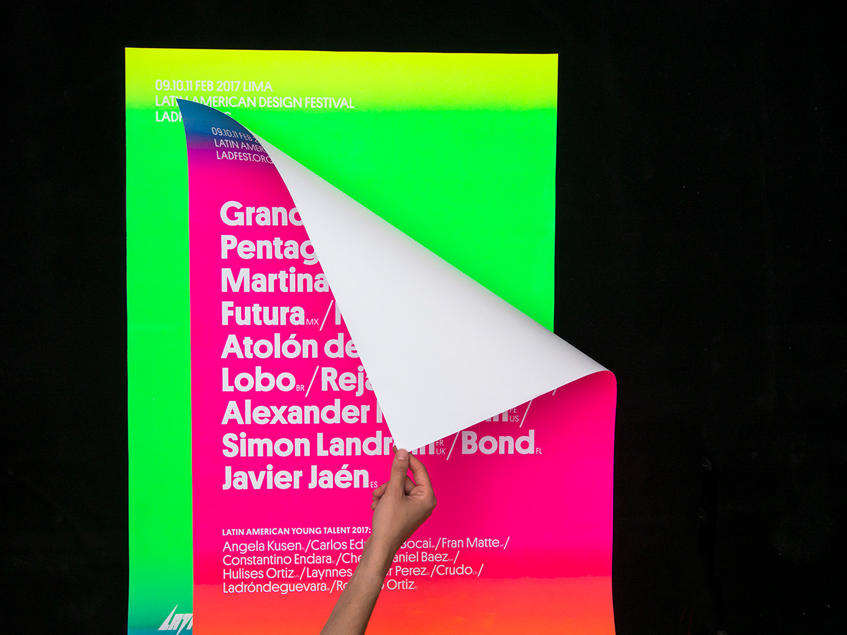 graphic identity design festival fluor neon colour Virgen de la candelaria LADFEST latin american design IS Creative Studio