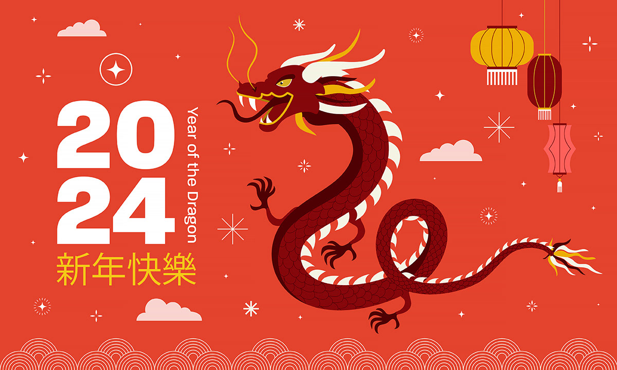 chinese new year lunar dragon artwork digital illustration adobe illustrator Social media post banner Graphic Designer visual identity