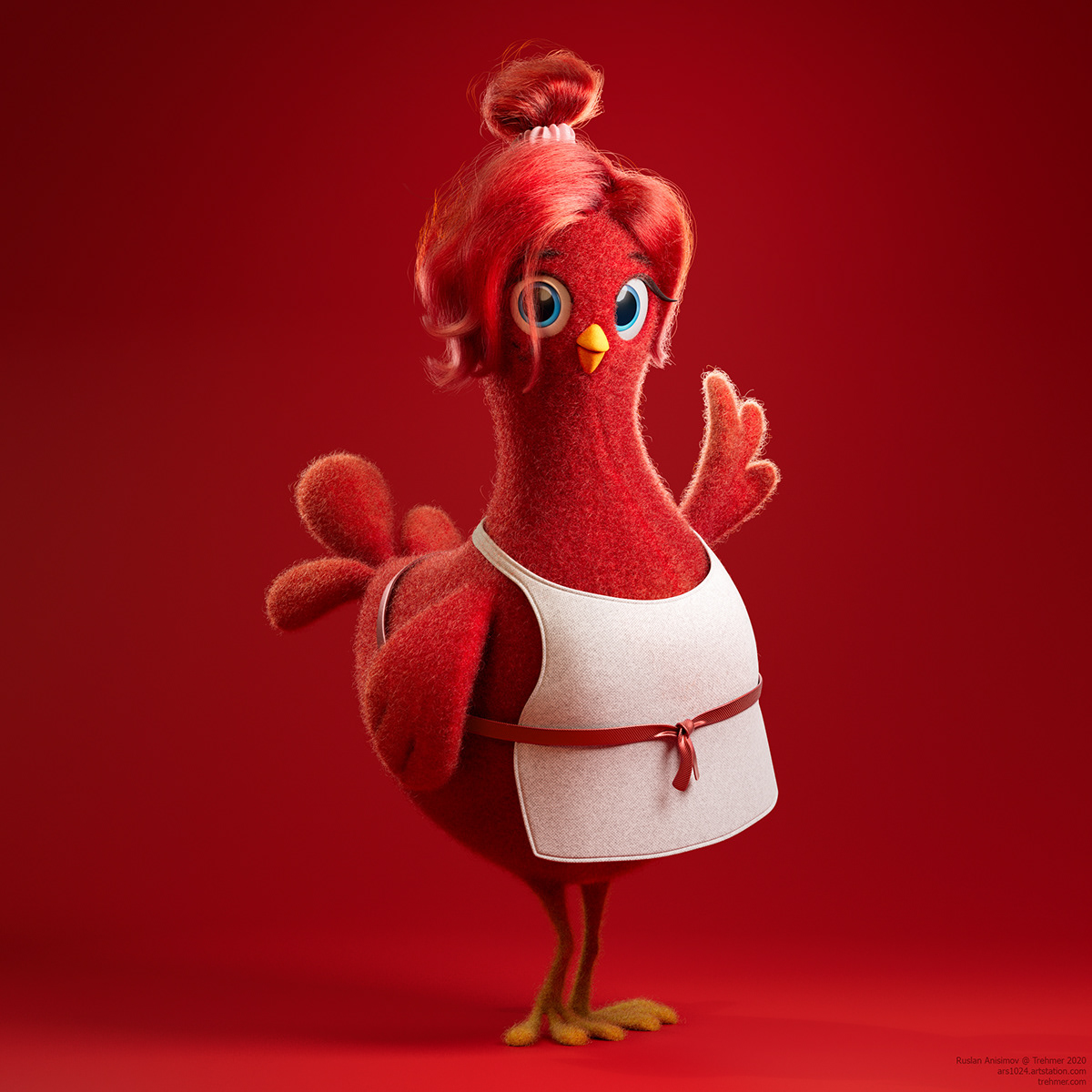3D cartoon Character design  chicken digital illustration