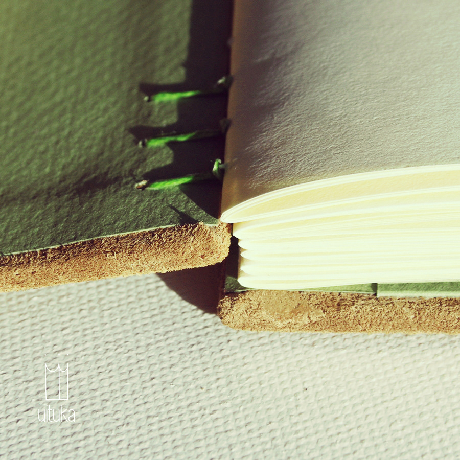 Hand-Bound handmade notebook sketchbook journal coptic stitch suede