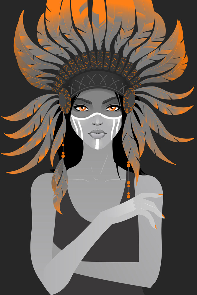 Girl in headdress Vector Illustration