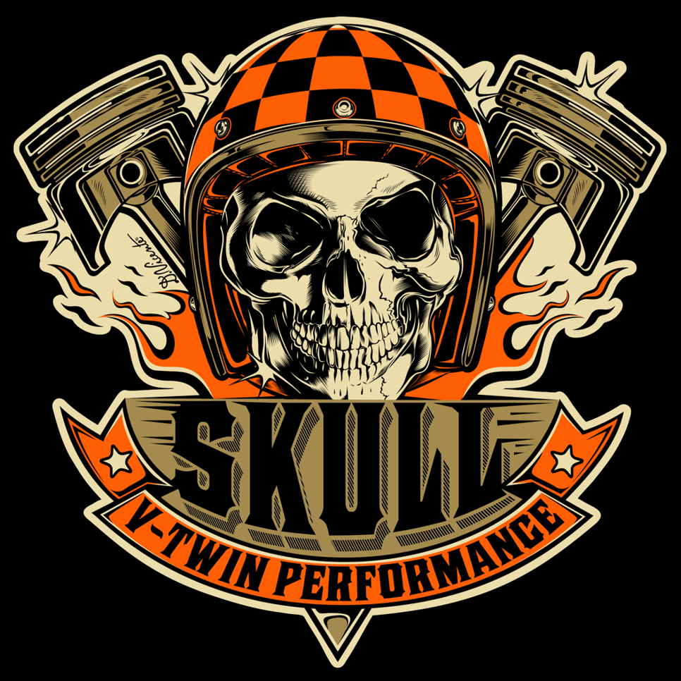 hotrod pin-up skull Rockabilly Harley-Davidson motorcycle kustom kulture bi...