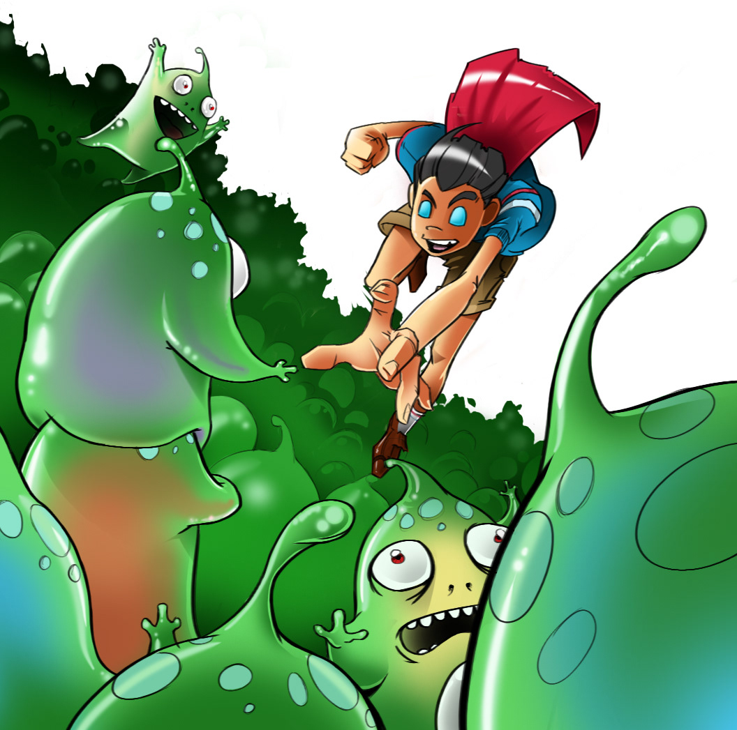 SuperHero Hero comic Applesauce monster cartoon art