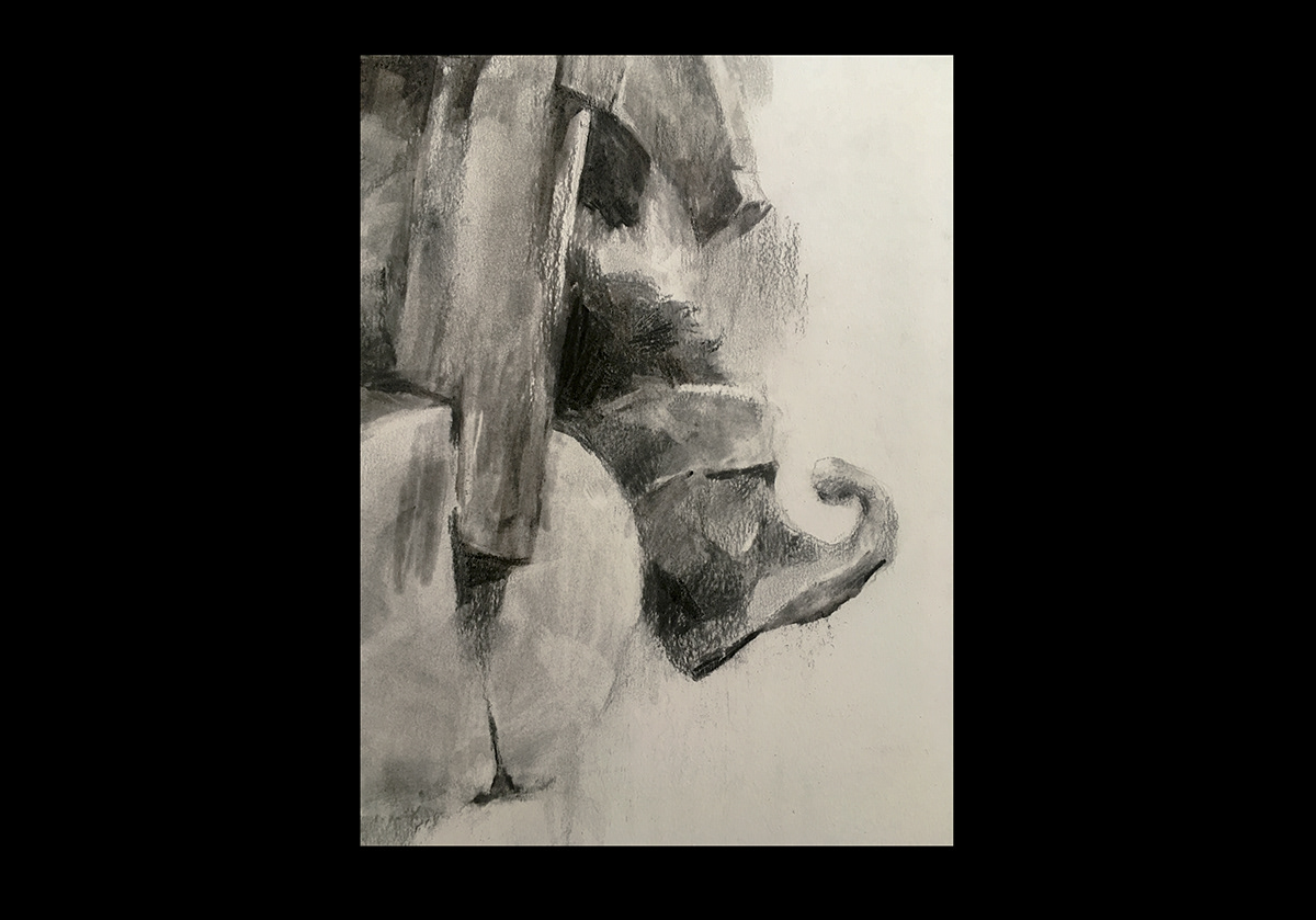 FINR ART Drawing  sketch charcoal Panda  painting   art work charity auction animal portrait