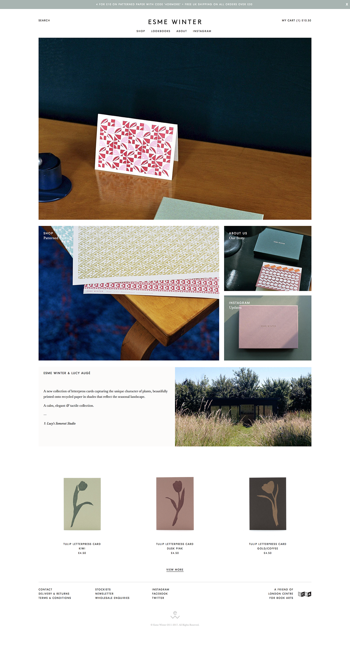 Shopify esme winter Richard Sanderson Ecommerce grid based Stationery letterpress The Printer's Son