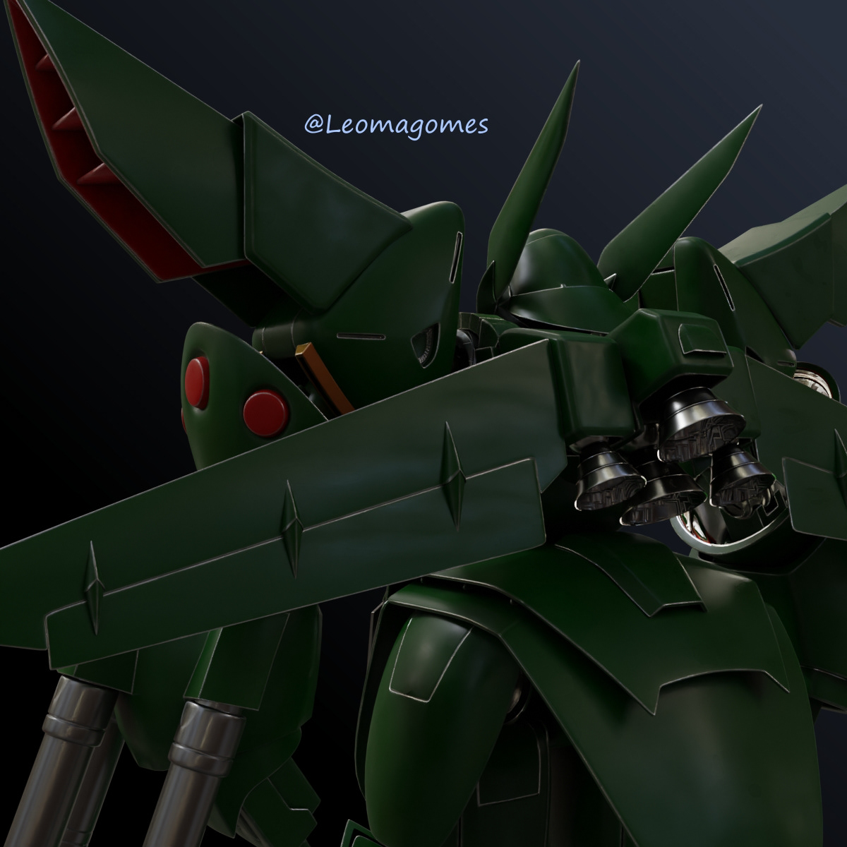 green mecha Gundam gunpla robot Bandai toys blender