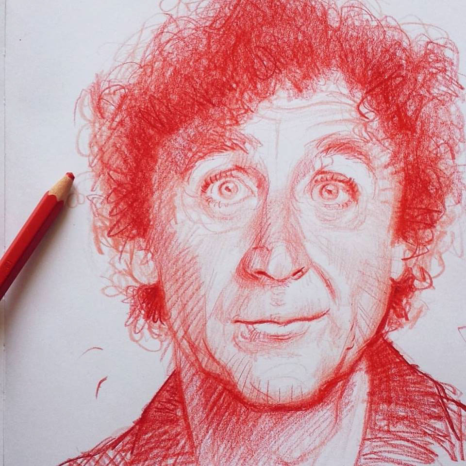 portrait pencil Drawing  sketchbook rio2016 actor musician people artist gene wilder