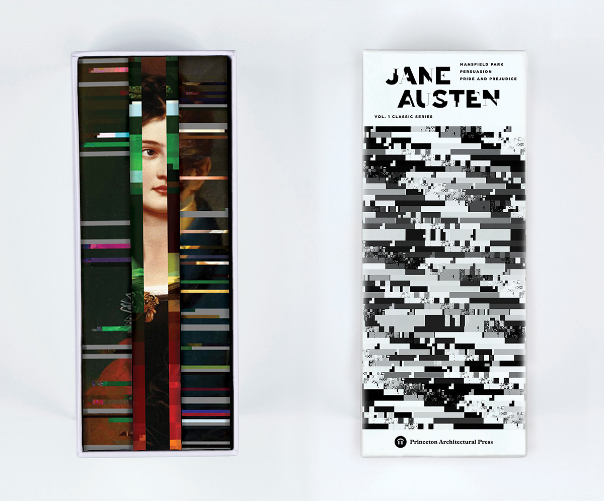 book redesign book covers series editorial classics jane austen glitch art motion graphic