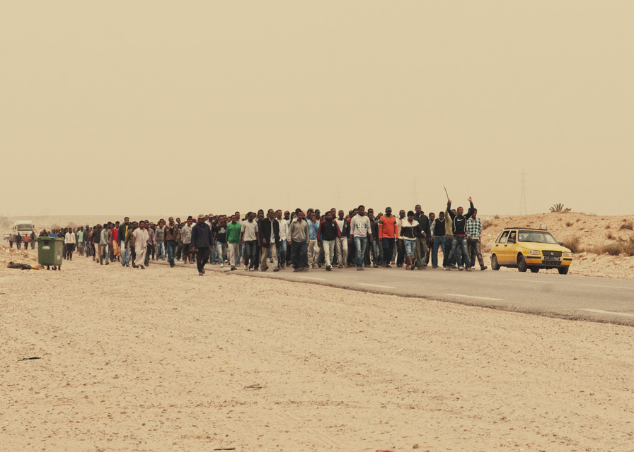 Libyan crisis North Africa refugee camp migrants Choucha protest tunisia War UNHCR Tomasz Szustek Uspecto Images
