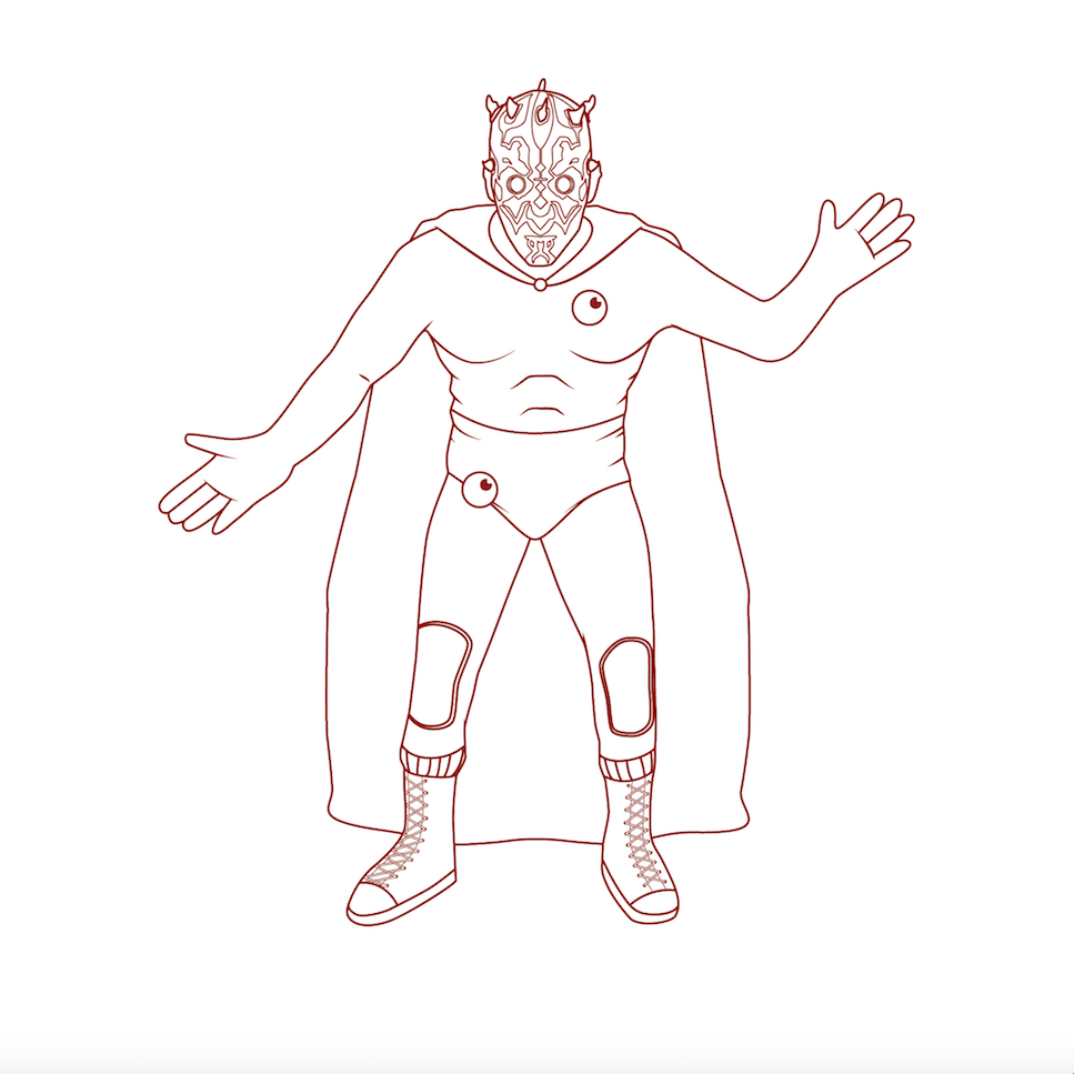 Starwars luchamania darthmaul vector ilustracion Illustrator gif luchador muñeco doll Fighter mexican wrestler