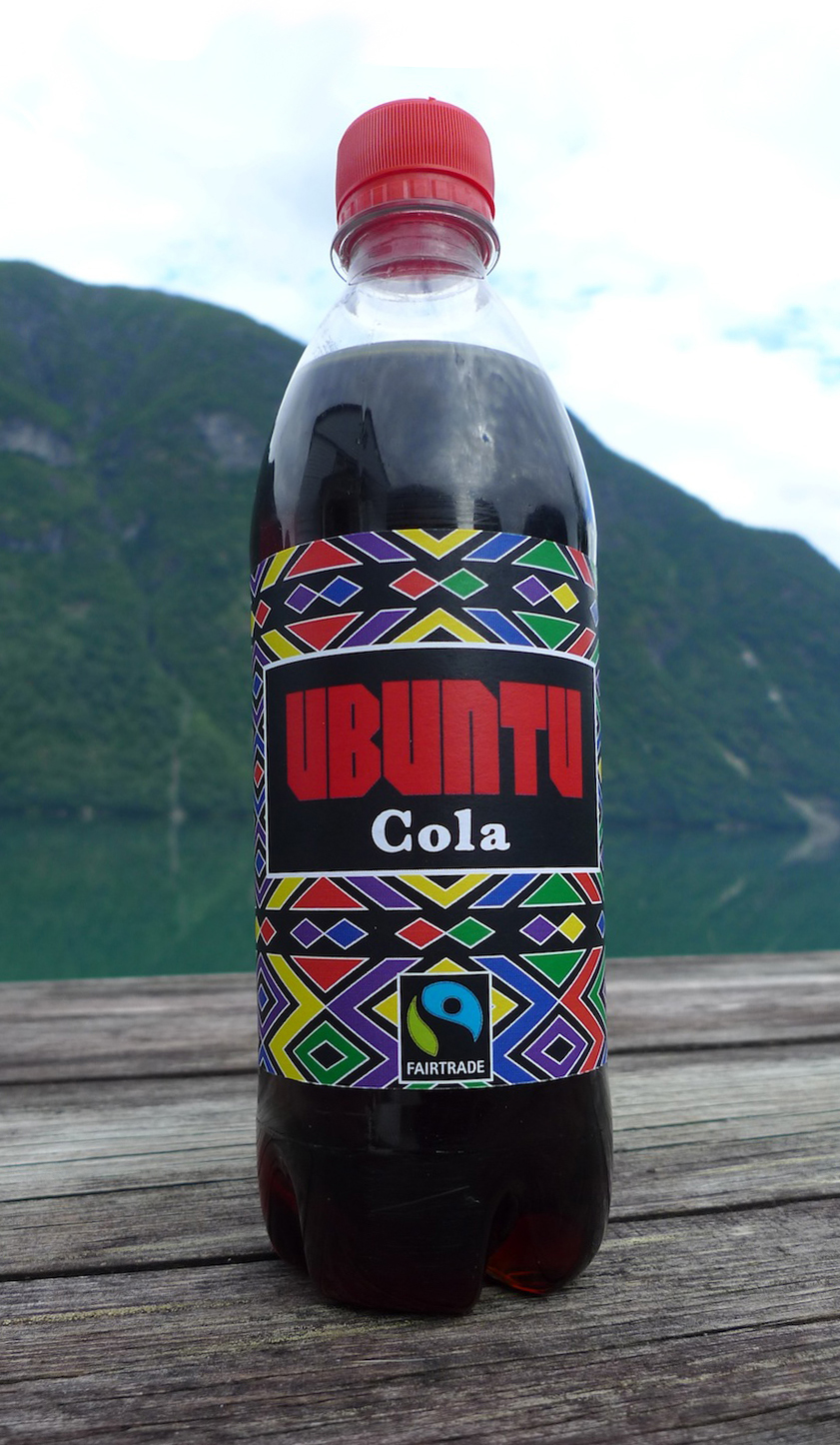 Ubuntu fairtrade cola soda pop bottle Pet plastic Label pattern