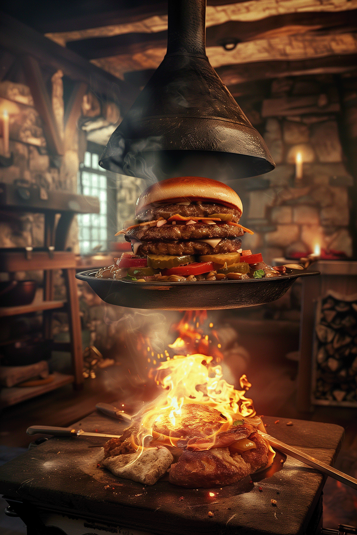 hamburger Advertising  AI generated images Culinary Food 