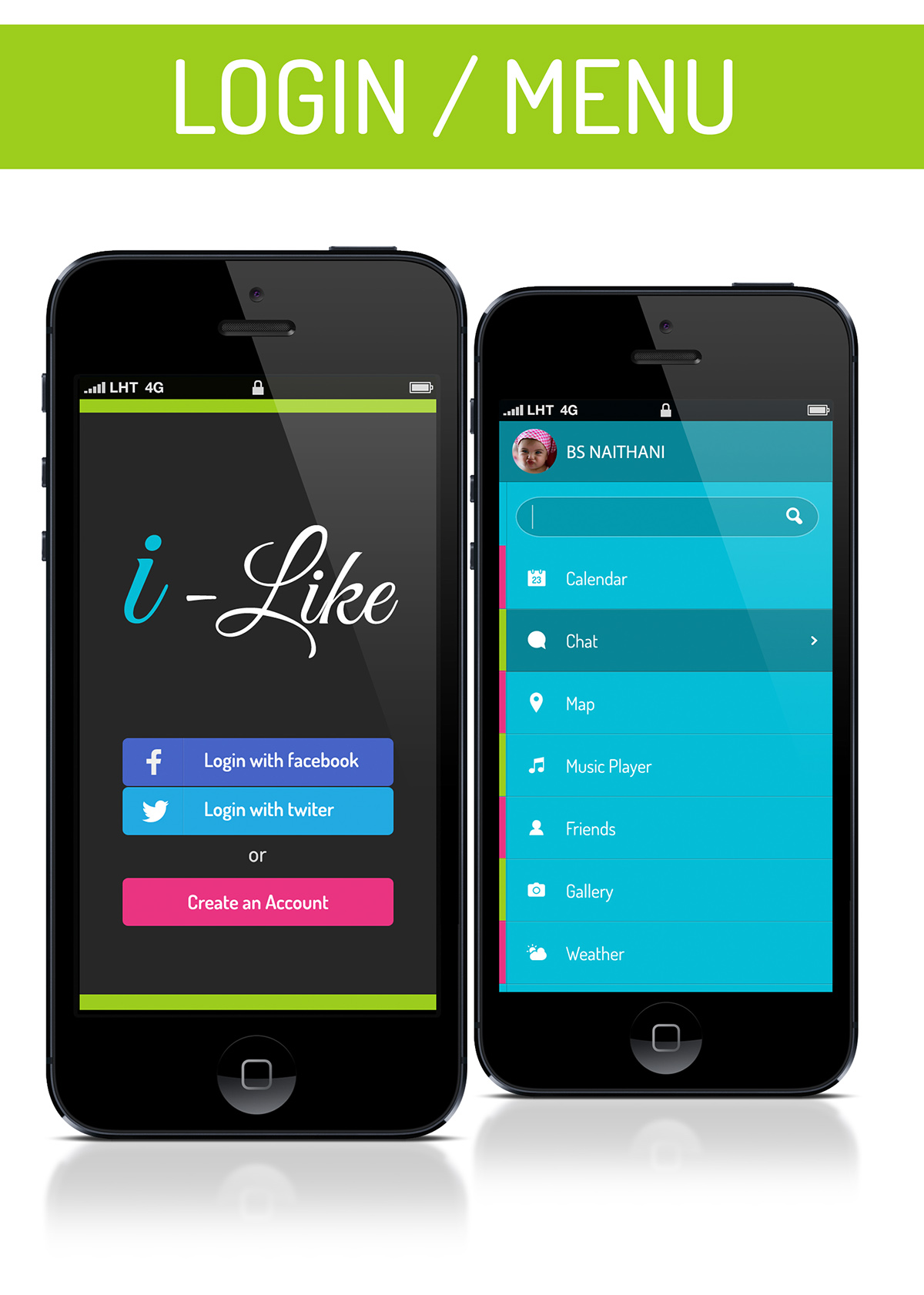 user interface mobile design app design iOS design Music Player weather app chat app