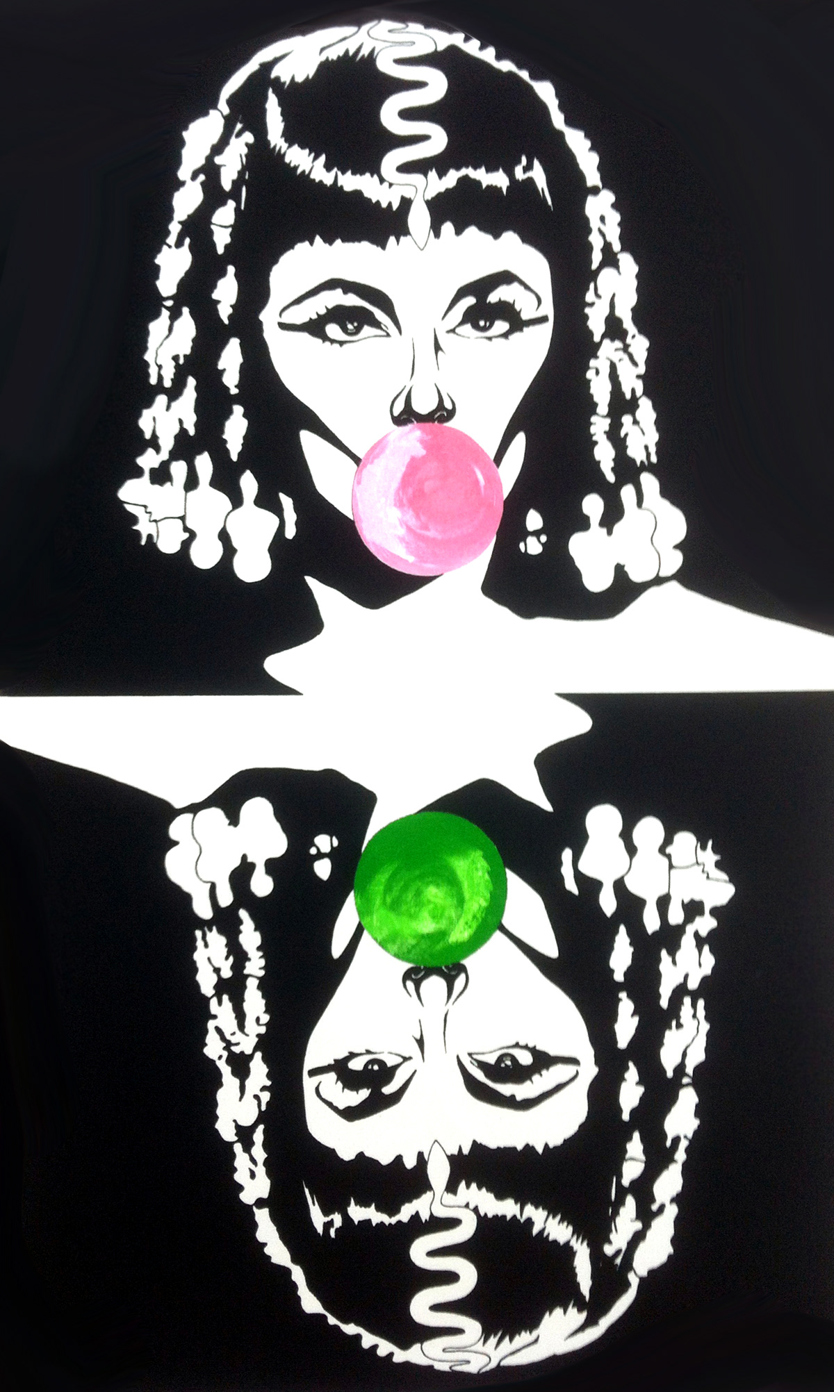cleopatra elizabeth taylor textile art bubble gum pink green stencil bag bag design woman girl gum actress