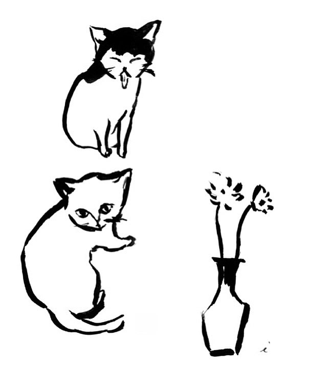 animal artist artwork black and white Cat cute Drawing  izuruaminaka kawaii monochrome