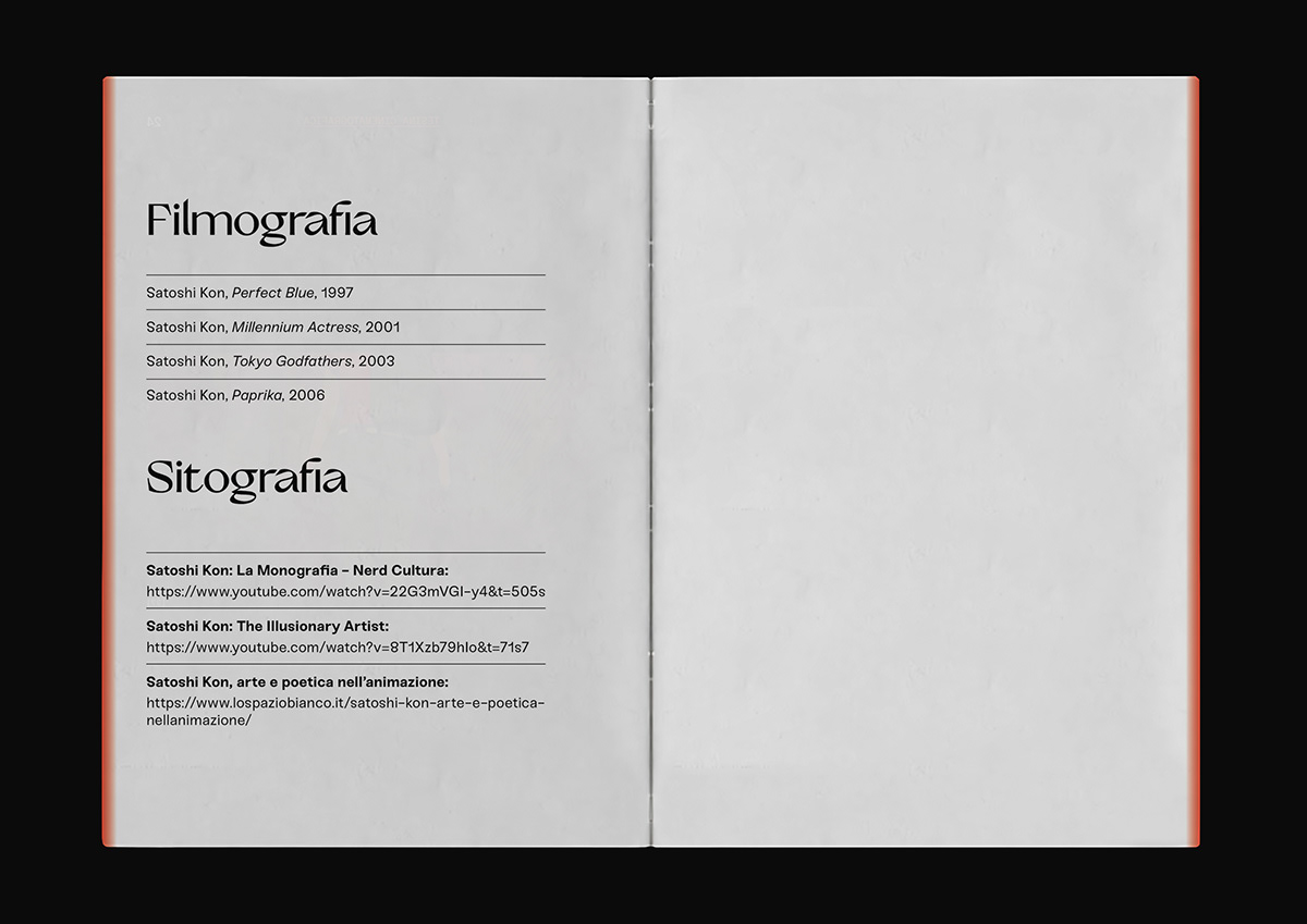 Cinema Satoshi Kon tesina cinematografica book design editorial design  Booklet typography   grid Layout polimi