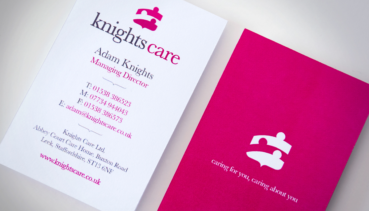 knights care care old people's home home logo brand identity Stationery elderly home Signage