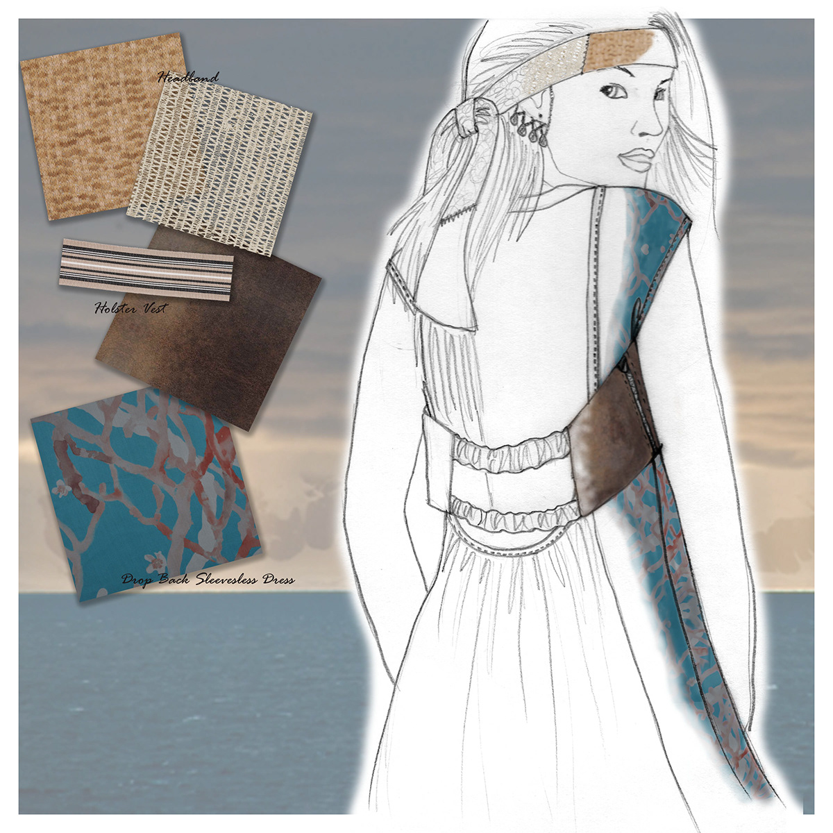 Peasant tribal costume sketch texture pattern apparel accessory design portfolio design journal