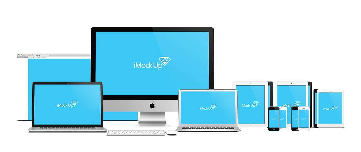 free download mock up presentation showcase super pack apple device iMac macbook air retina pro screen mock up screen