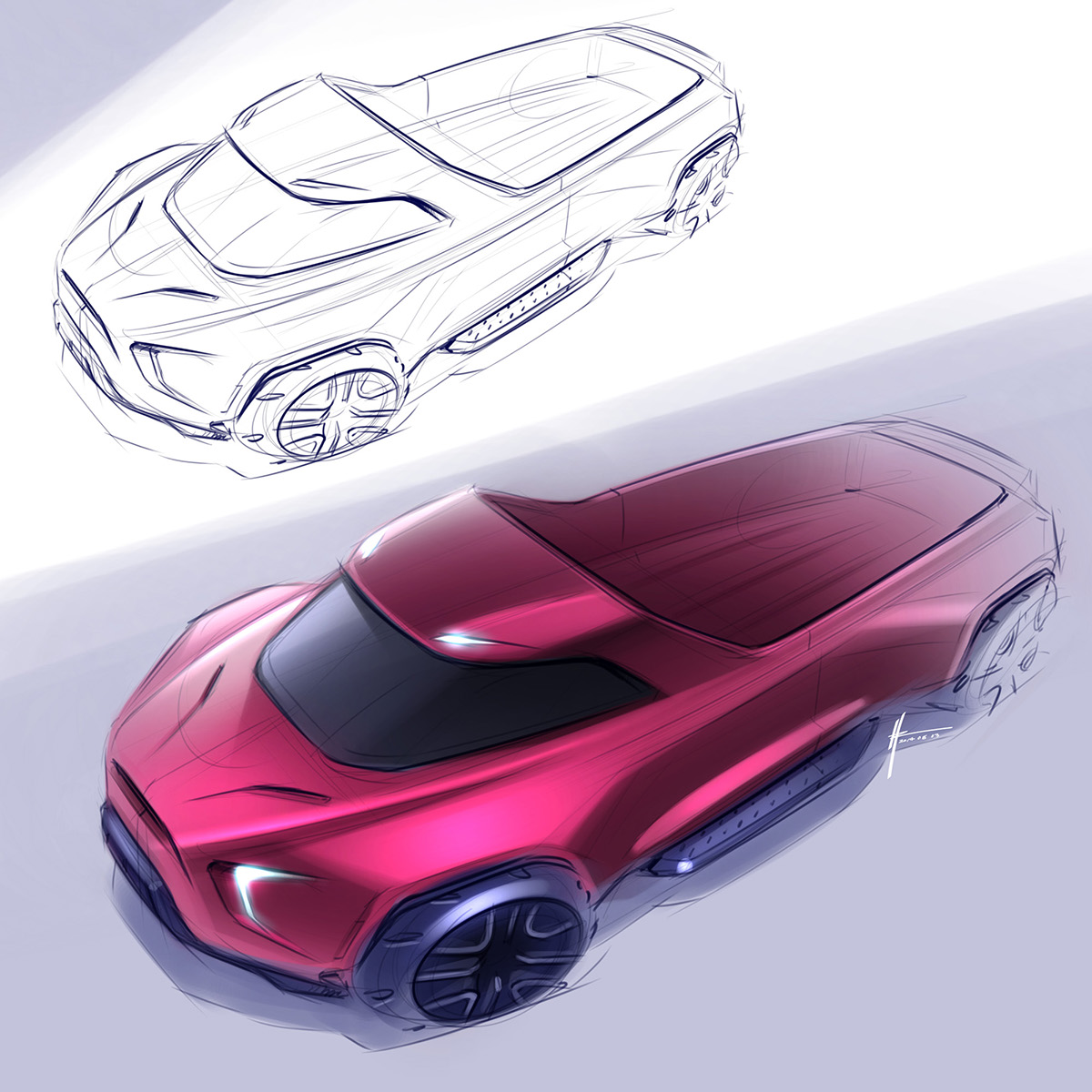 car design automotive   transportation photoshop sketchbook pro wacom Render
