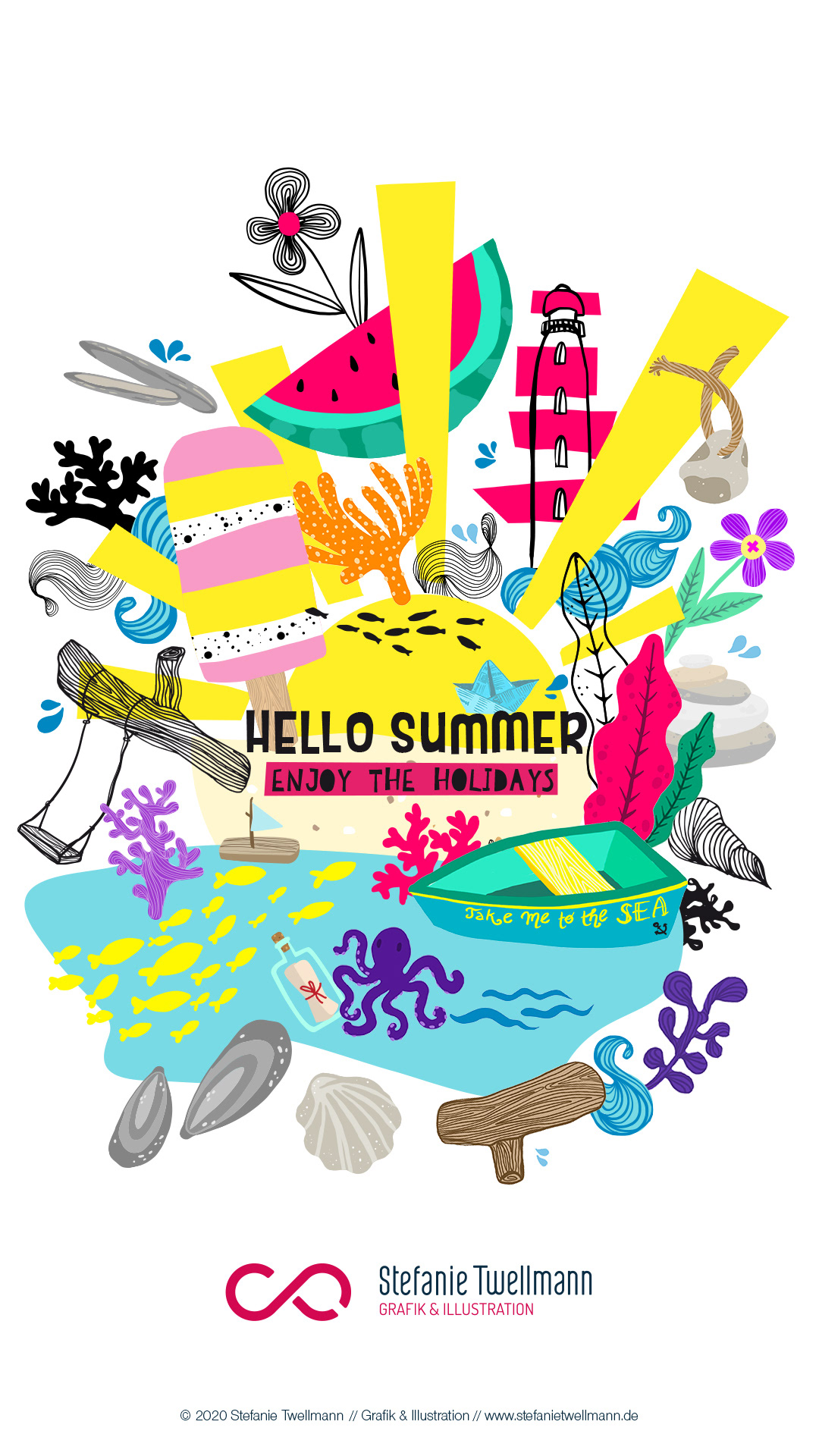 beach colorful Drawing  holidays ILLUSTRATION  Plakativ sea season summer underwater