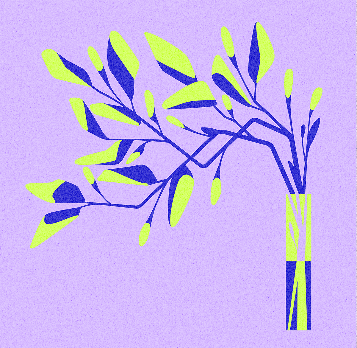 minimalistic Illustration of flower or plant in spring time on purple background