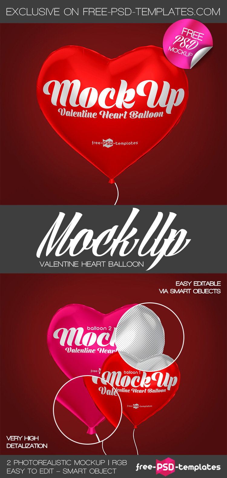 Mockup free product mockups air balloon Birthday branding  color glossy