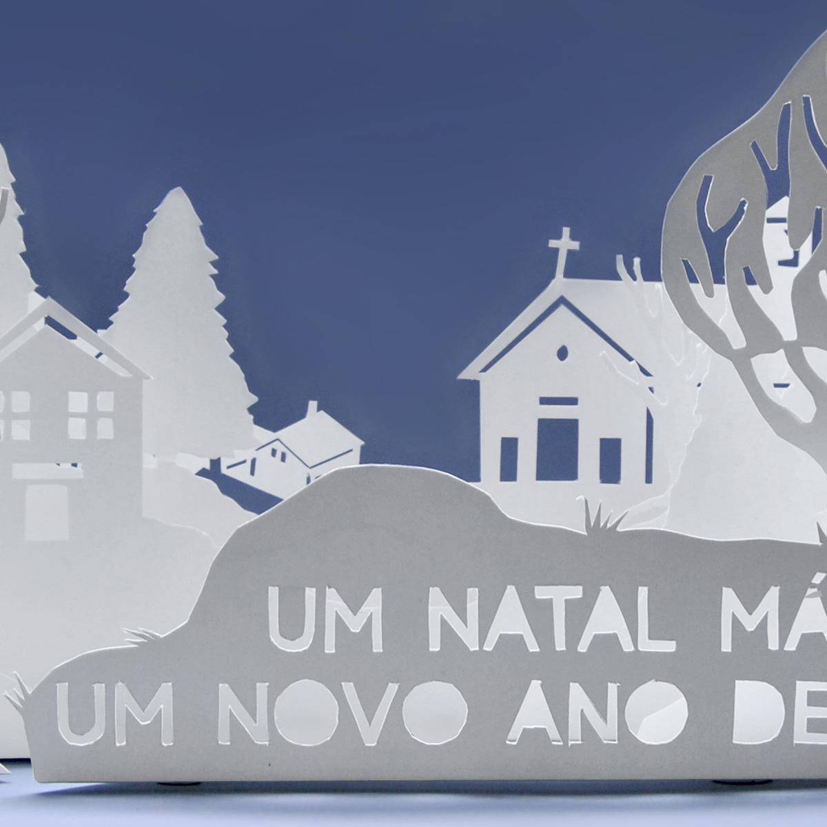 Christmas atelier do cais postcard e-card hollidays new year pop up paper engineering paper folds snow Portugal Lisbon White