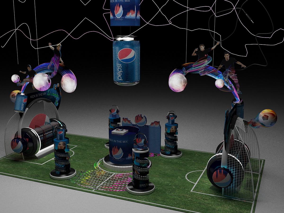 booth stands Pepsi Euro Cup Project ( kick in the mix mega display‏ Display Floor Display gondolas display Stand